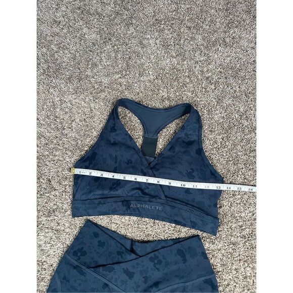 Alphalete Blue Pebble Print Surface Wrap Bra / Core Stride Short 5" Set Size S - Picture 11 of 14